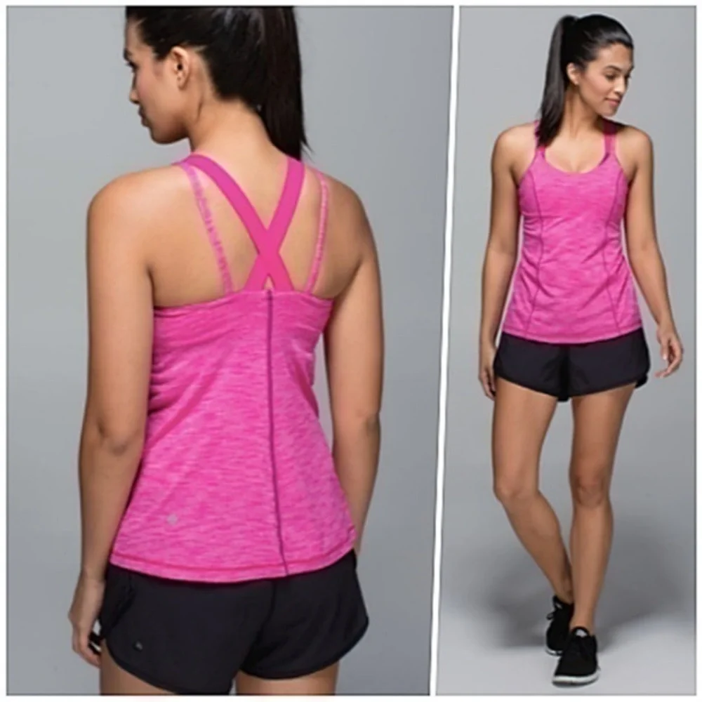 Lululemon Run For Gold Tank Bra Combo Heathered Jewelled Magenta / Regal Plum
